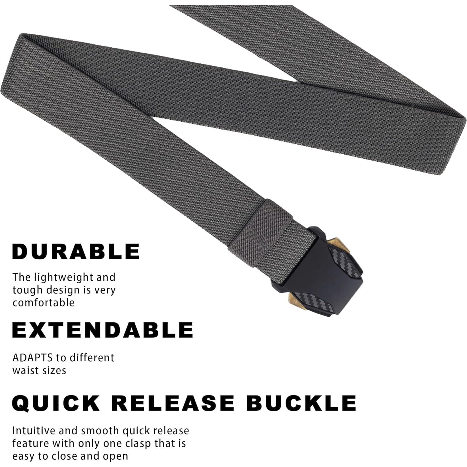 Cinturón Táctico Negro - Nylon Ajustable para Hombres
