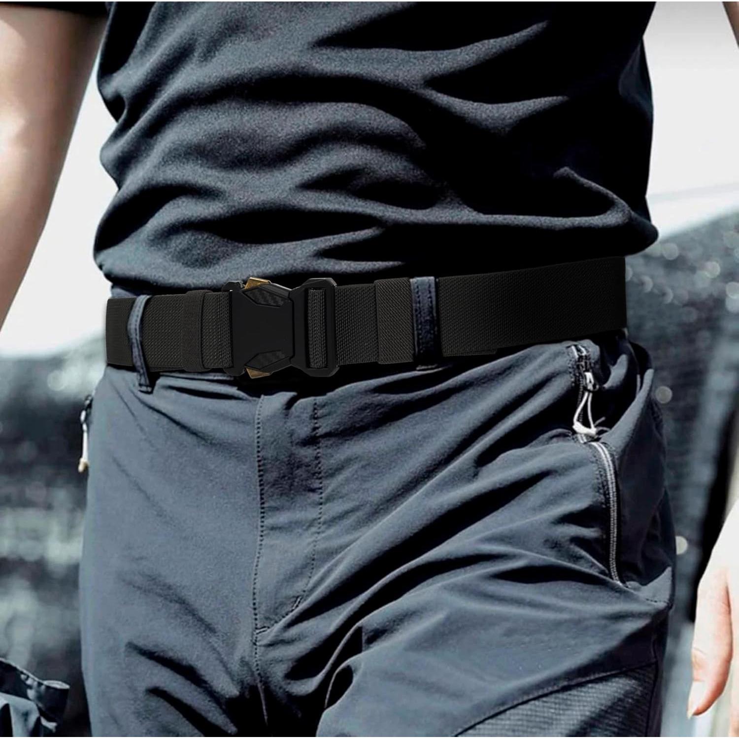 Cinturón Táctico Negro - Nylon Ajustable para Hombres