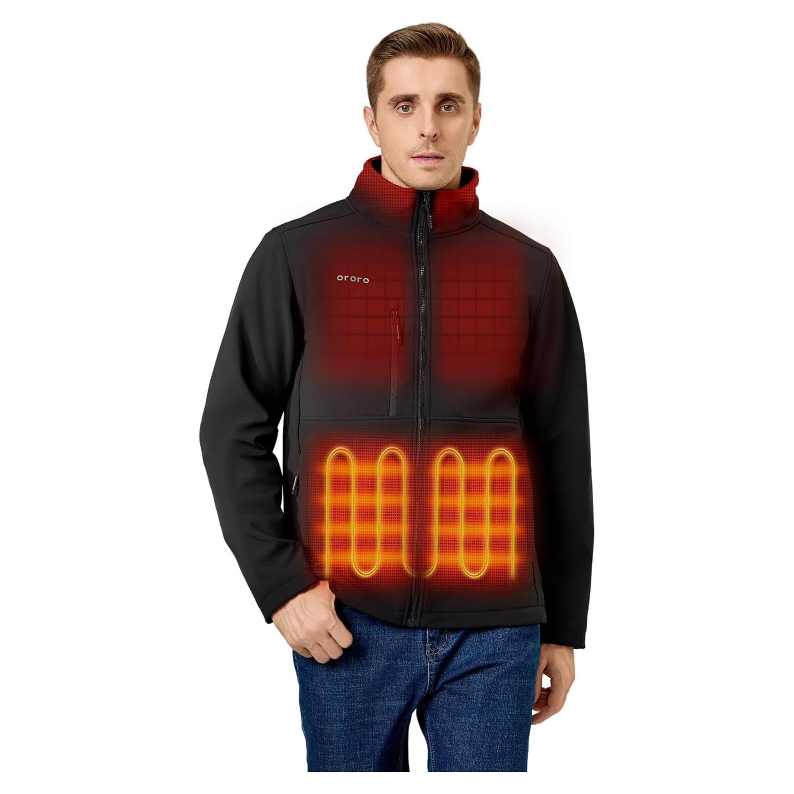 Chaqueta Térmica Softshell Hombre ORORO 5 Zonas Calor Negra