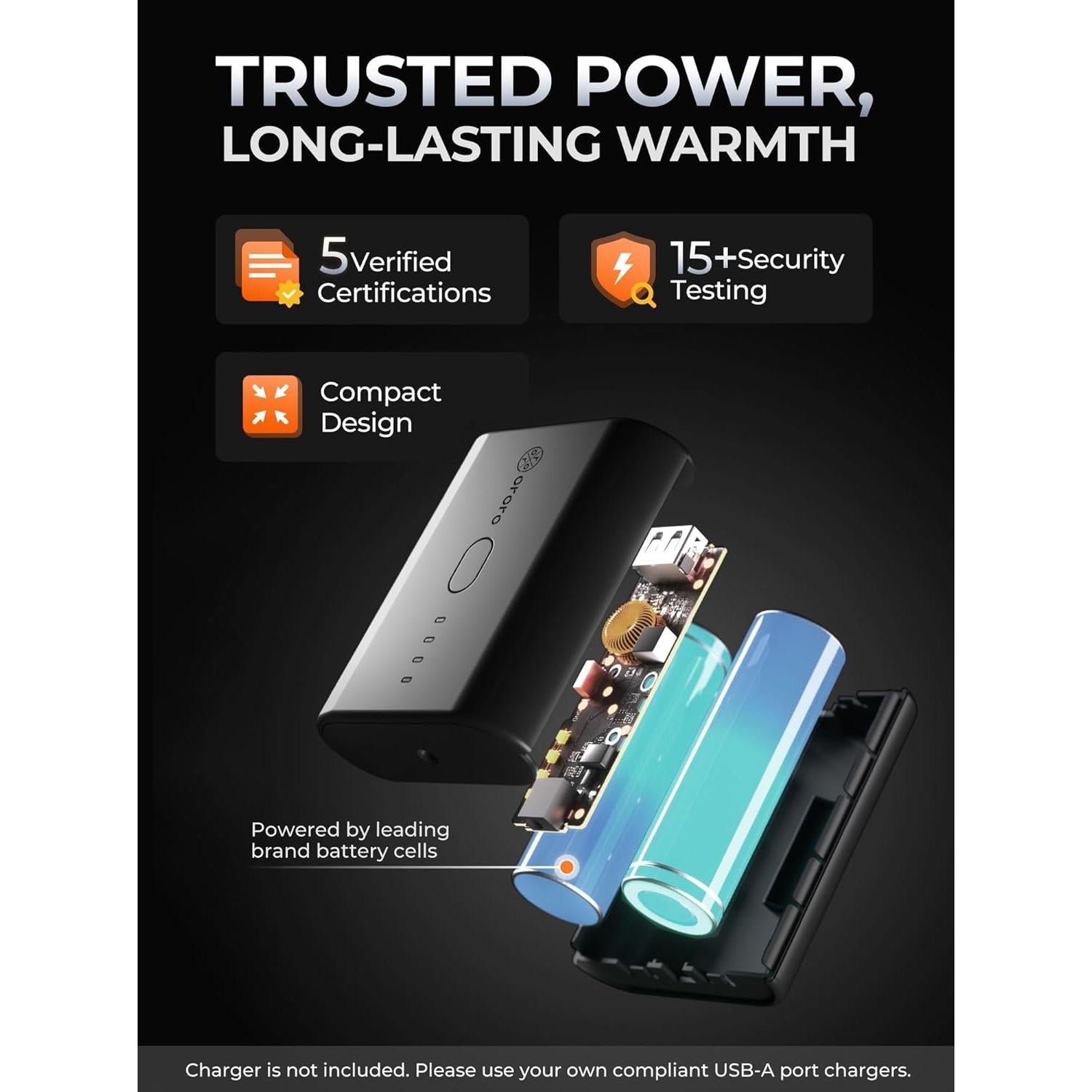 Chaqueta Térmica Softshell Hombre ORORO 5 Zonas Calor Negra