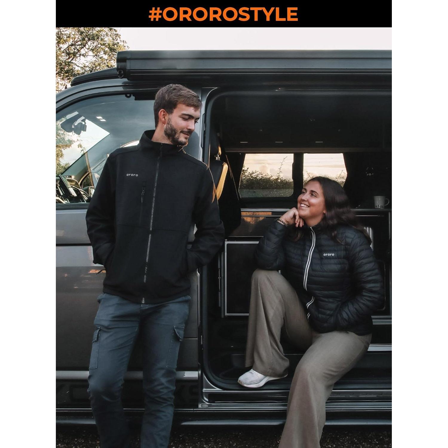 Chaqueta Térmica Softshell Hombre ORORO 5 Zonas Calor Negra