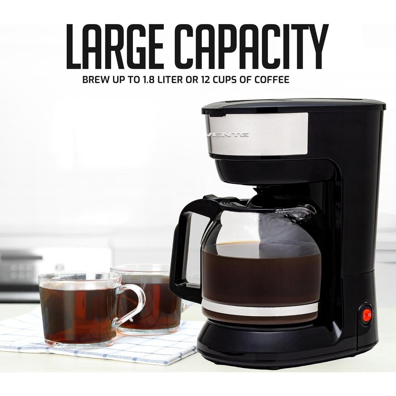 Cafetera de Goteo OVENTE 12 Tazas CM412B Negra