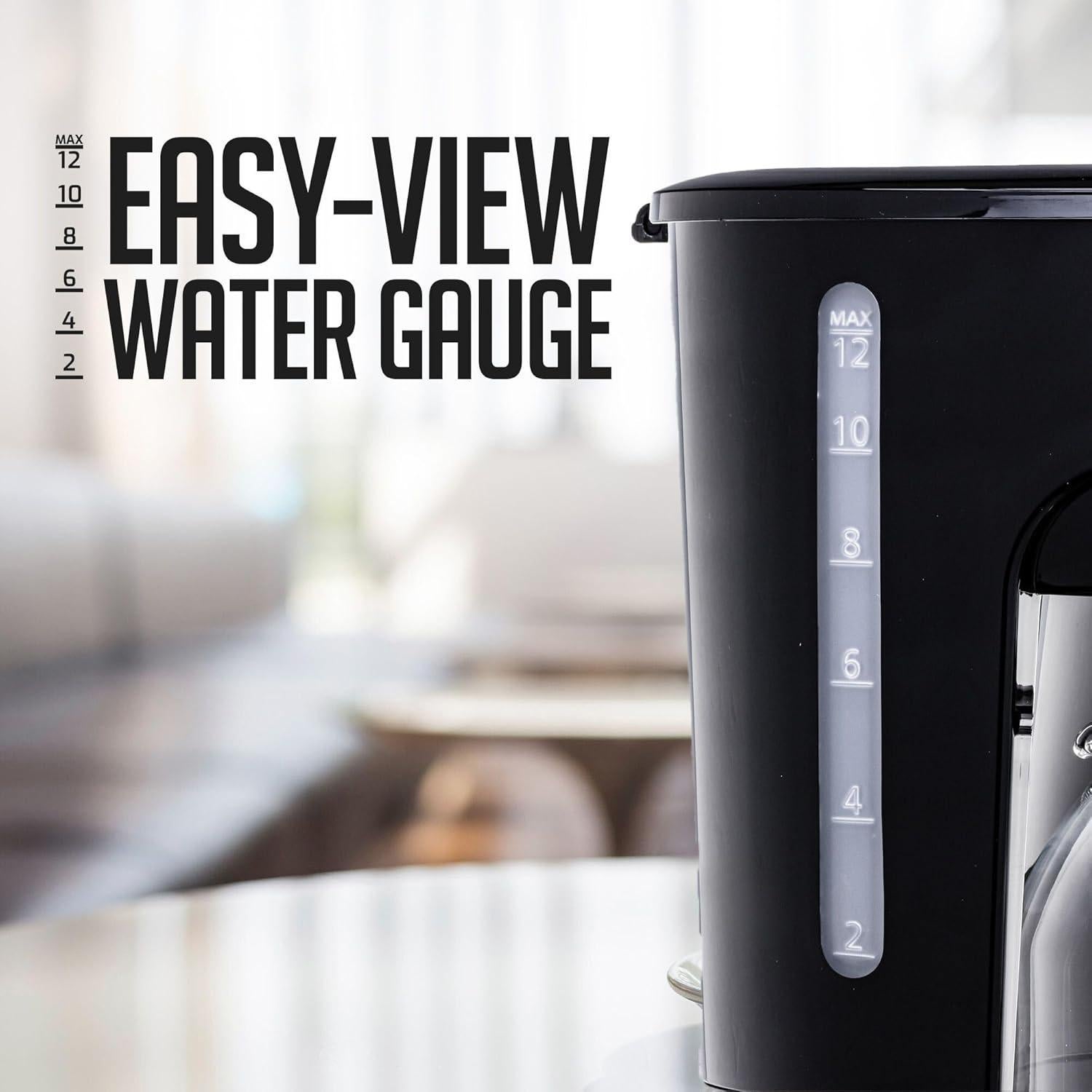 Cafetera de Goteo OVENTE 12 Tazas CM412B Negra