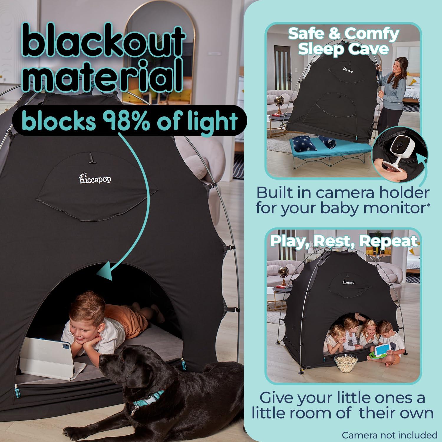 Carpa Blackout hiccapop para Pack and Play - Negro