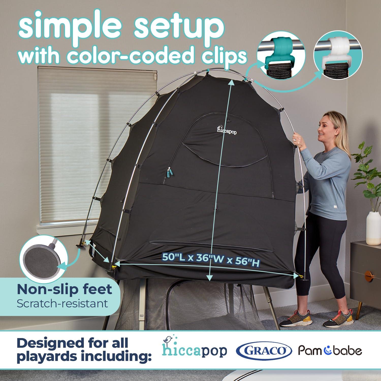Carpa Blackout hiccapop para Pack and Play - Negro