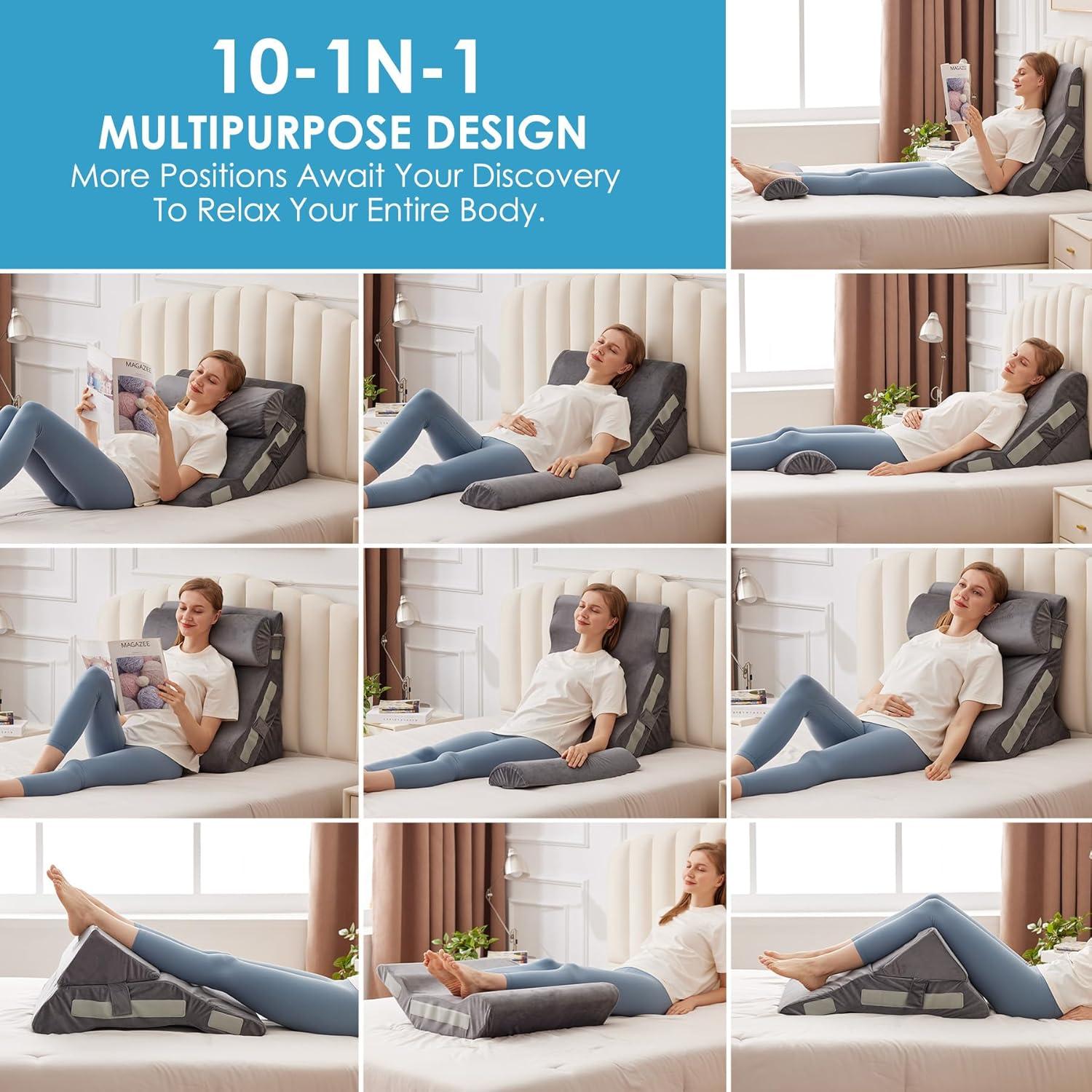 Juego de 3 almohadas en cuña MEGCXIT para soporte y descanso