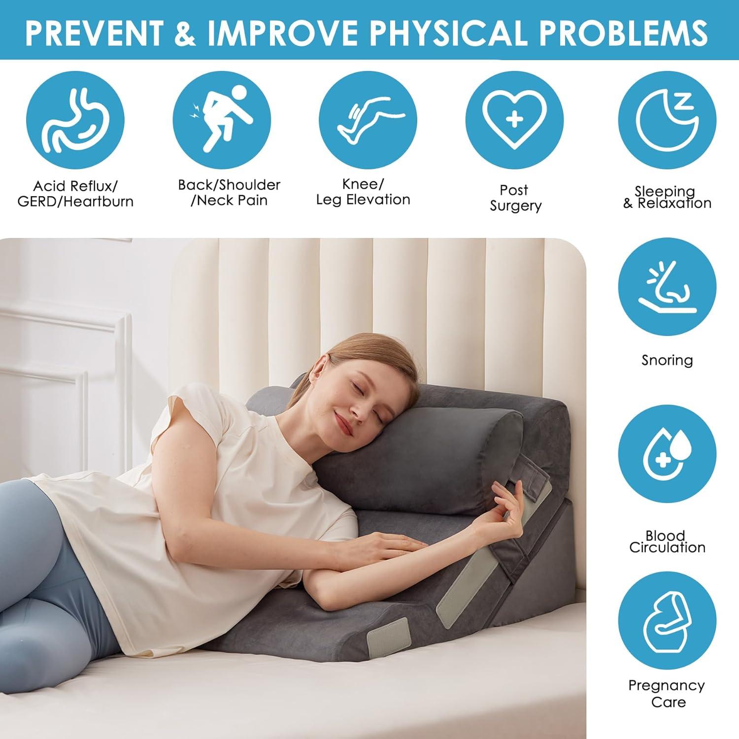 Juego de 3 almohadas en cuña MEGCXIT para soporte y descanso