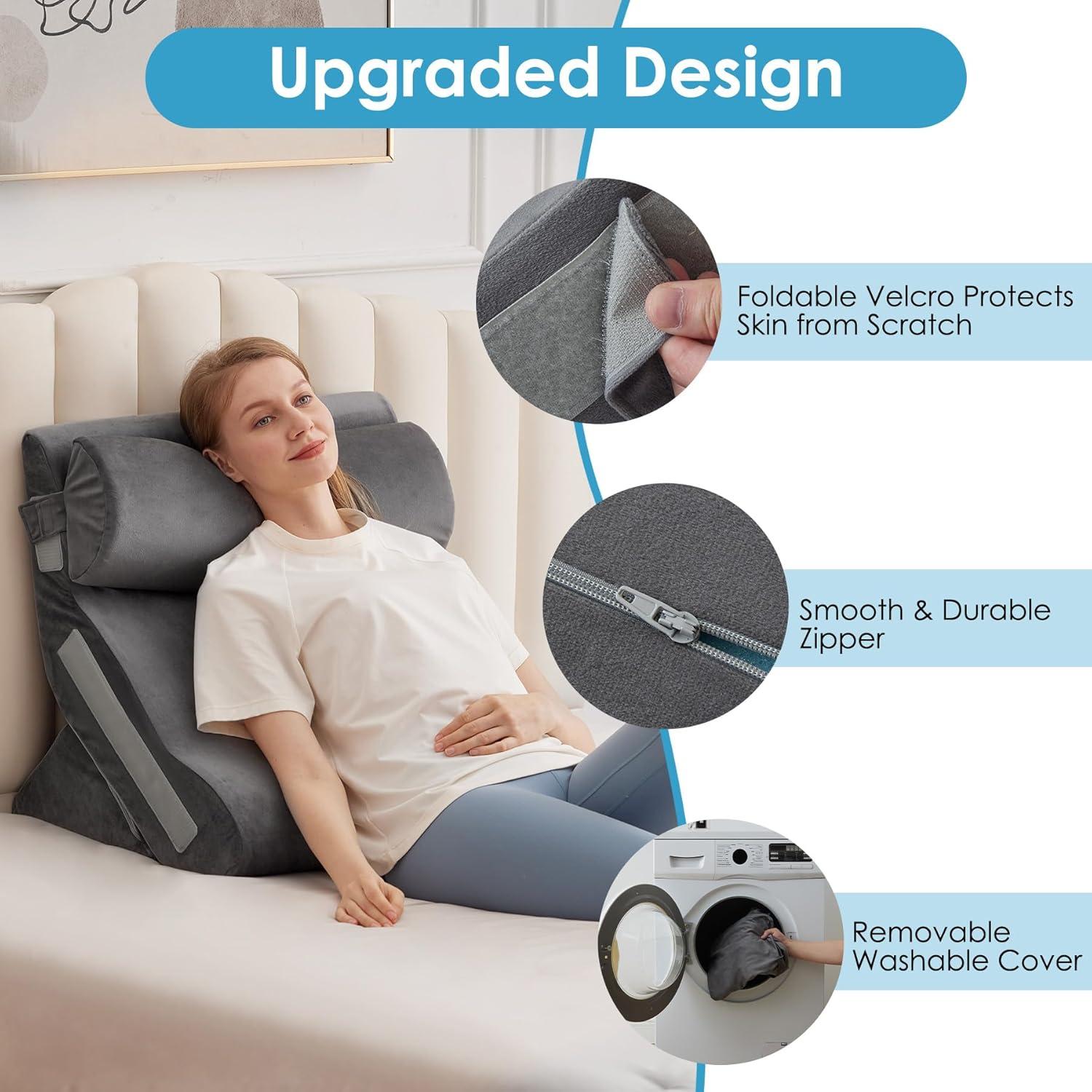 Juego de 3 almohadas en cuña MEGCXIT para soporte y descanso