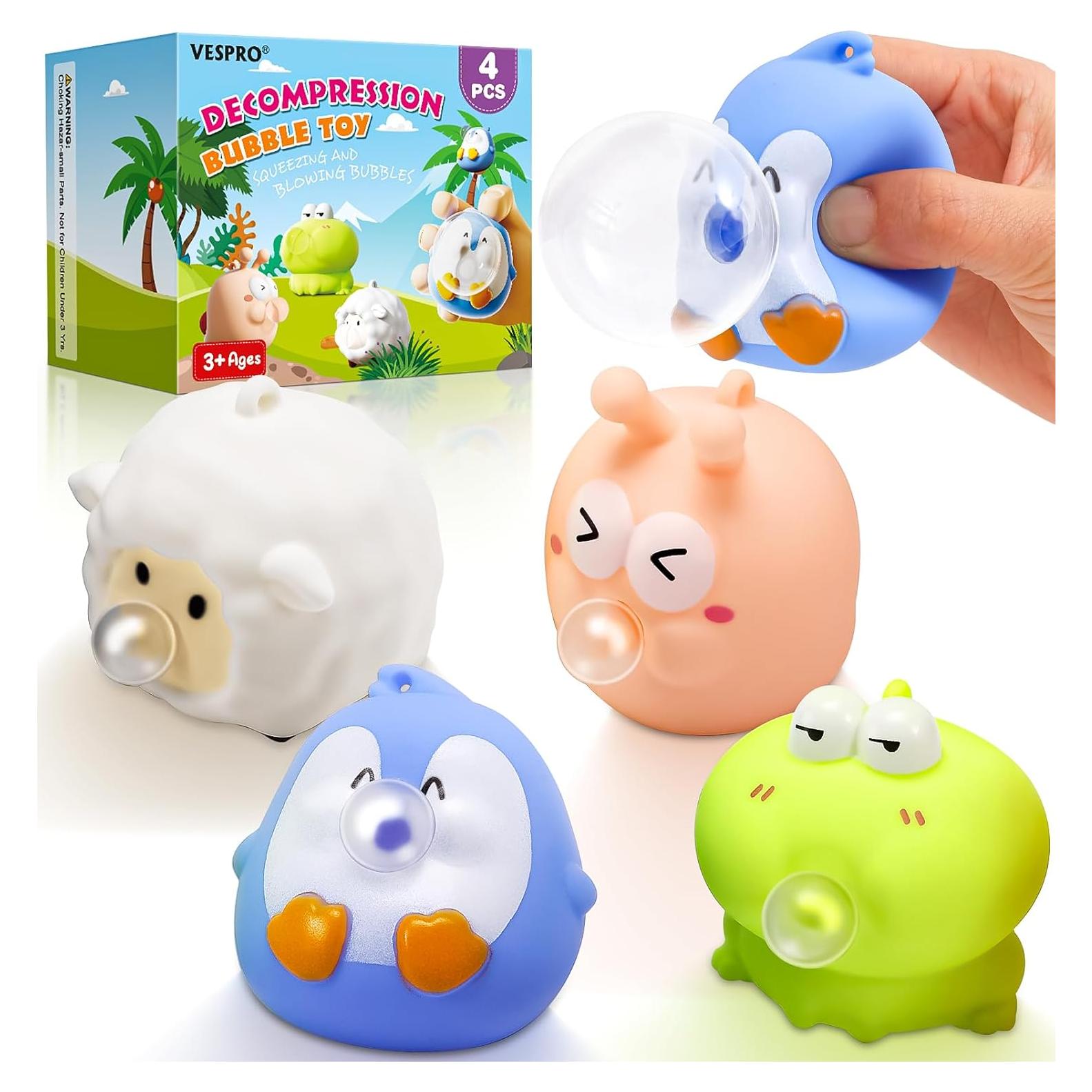 Paquete de 4 Juguetes Antiestrés Squishy VESPRO - Alivio de Estrés