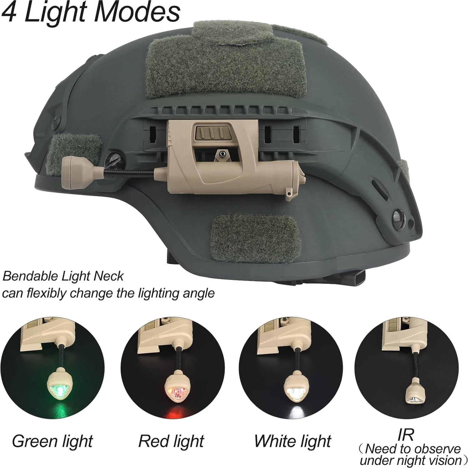 Luz Táctica NOBUHIRO para Casco Militar Verde/Rojo/Blanco