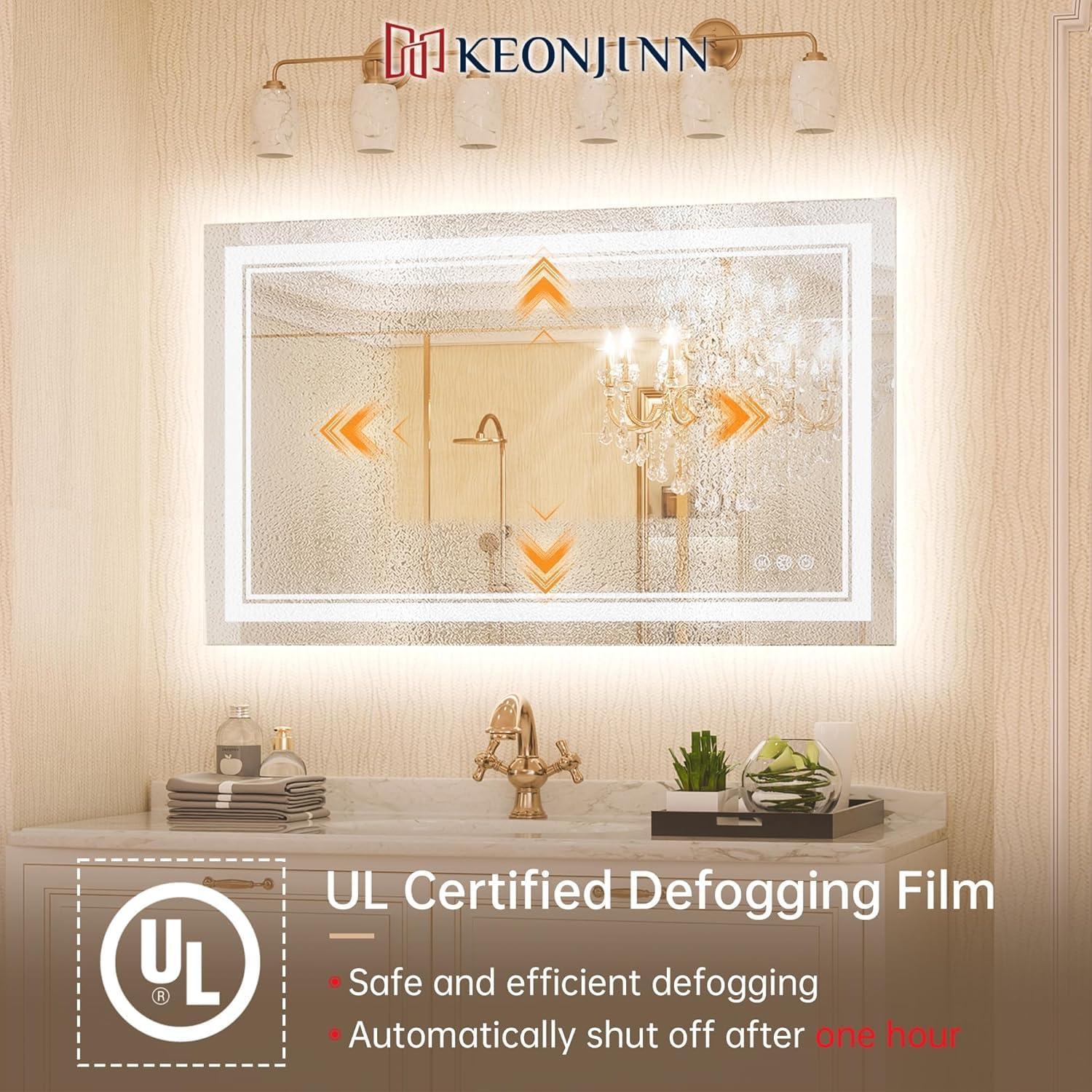 Espejo LED de Baño Keonjinn 60x101 cm con Luz Frontal y Trasera