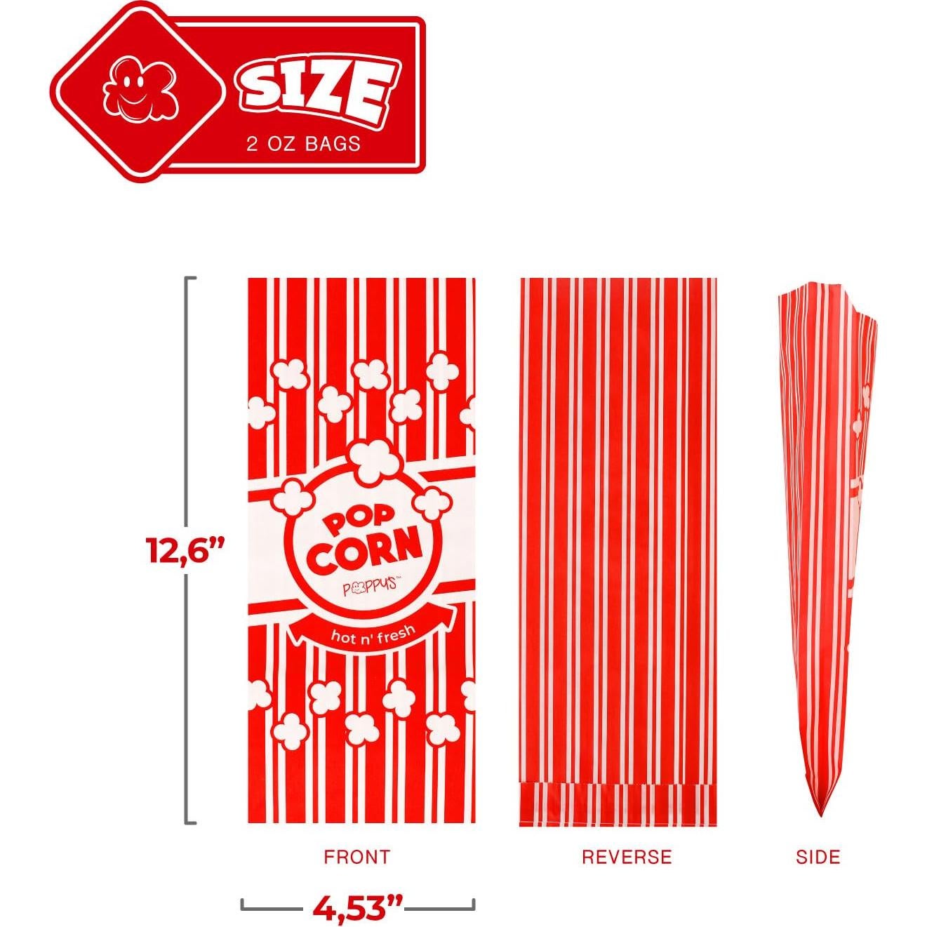 Bolsas de Palomitas de Papel Poppy - 100 Unidades 2 oz