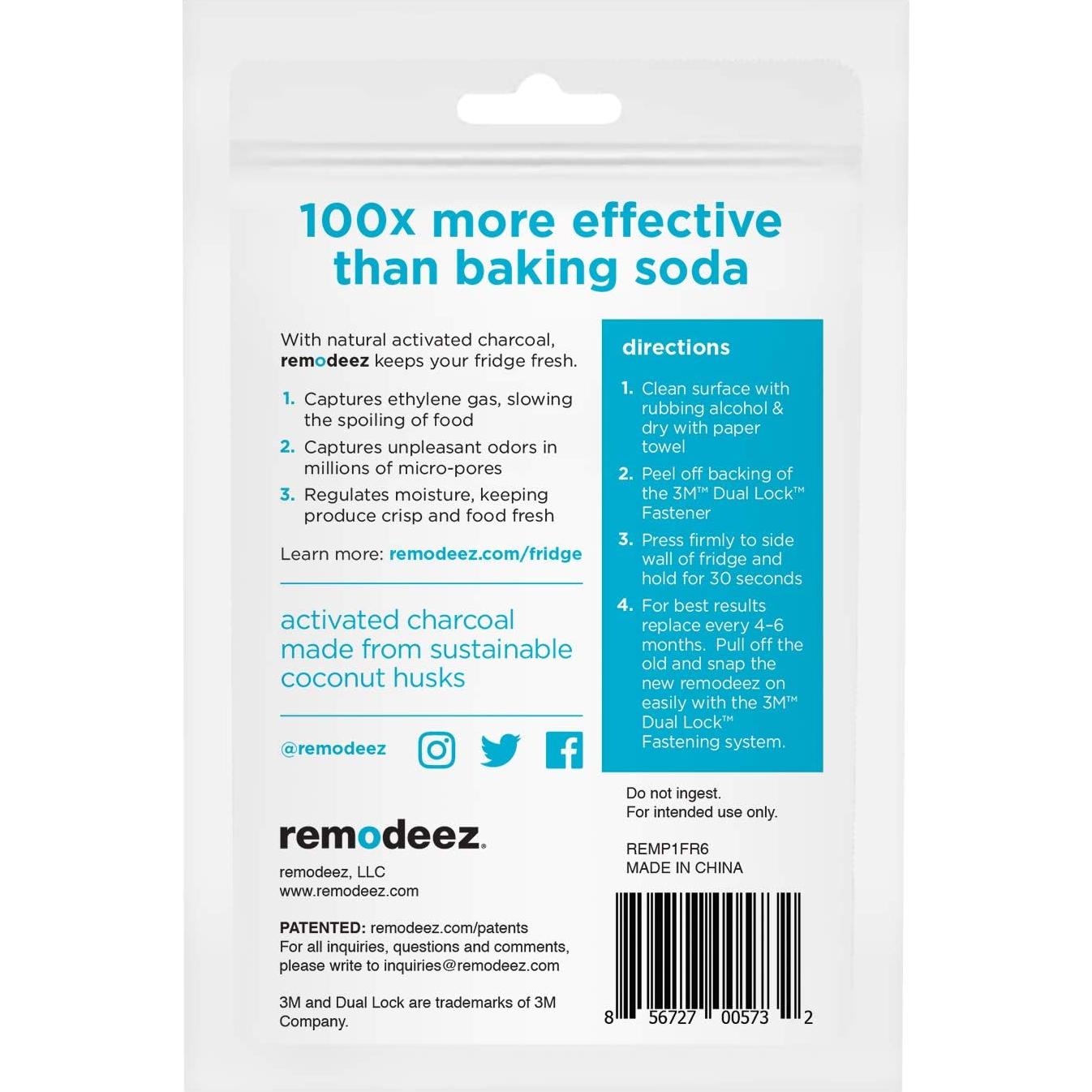 remodeez Refrigerator Deodorizer and Odor Eliminator, Activated Charcoal Bags, Charcoal Air Purifiers, Odor & Moisture Absorber