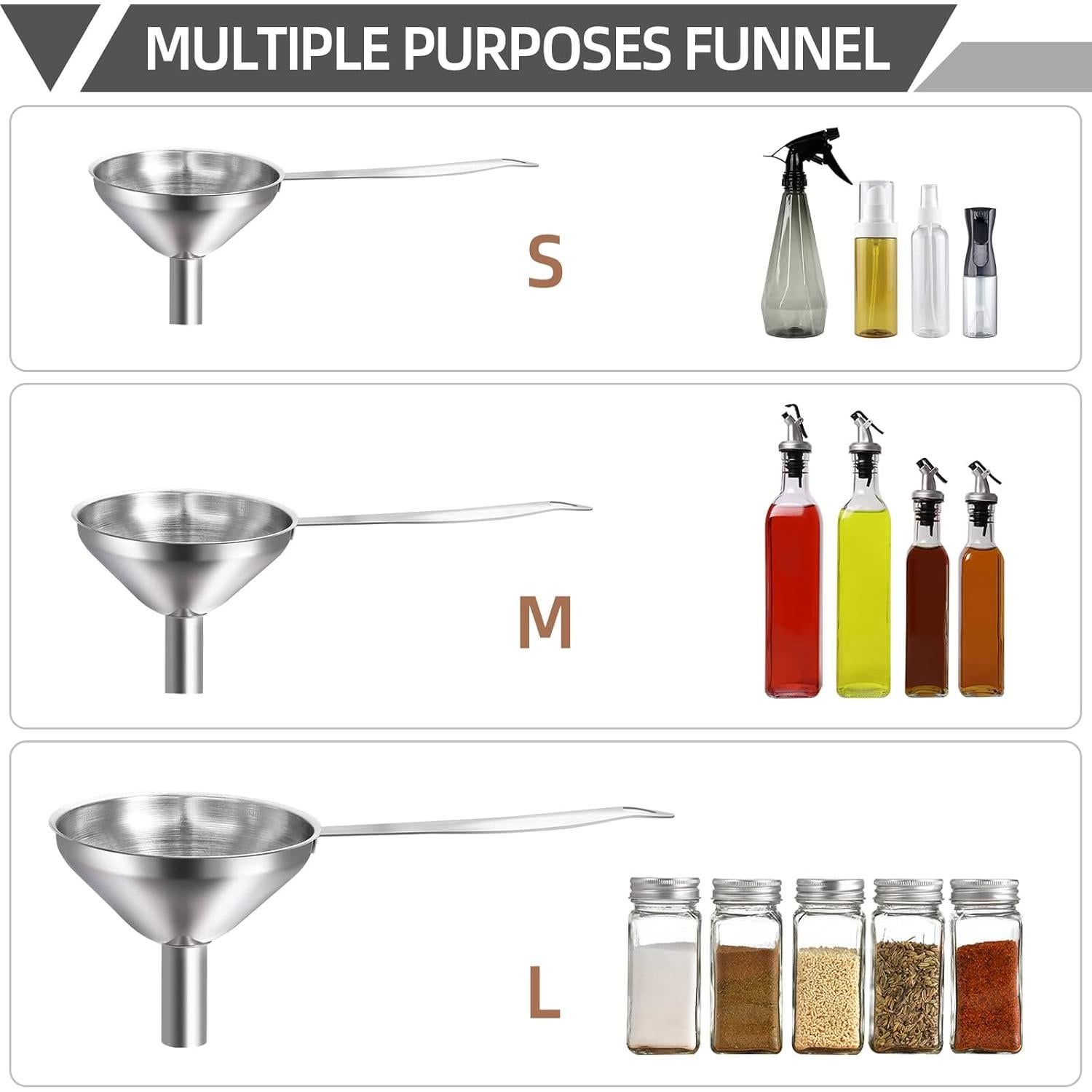 Juego de 3 Embudos de Cocina Hervimo con Mango Largo