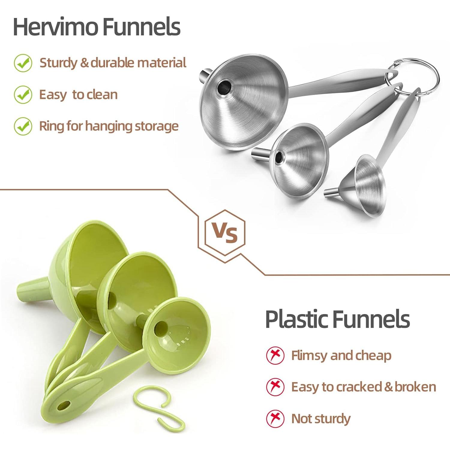 Juego de 3 Embudos de Cocina Hervimo con Mango Largo