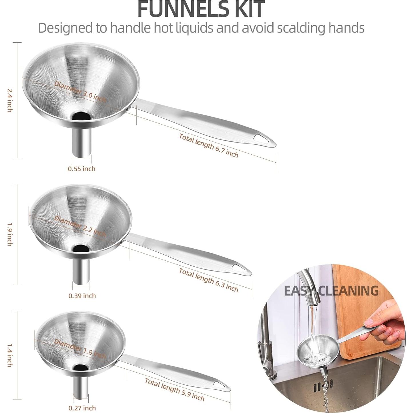 Juego de 3 Embudos de Cocina Hervimo con Mango Largo