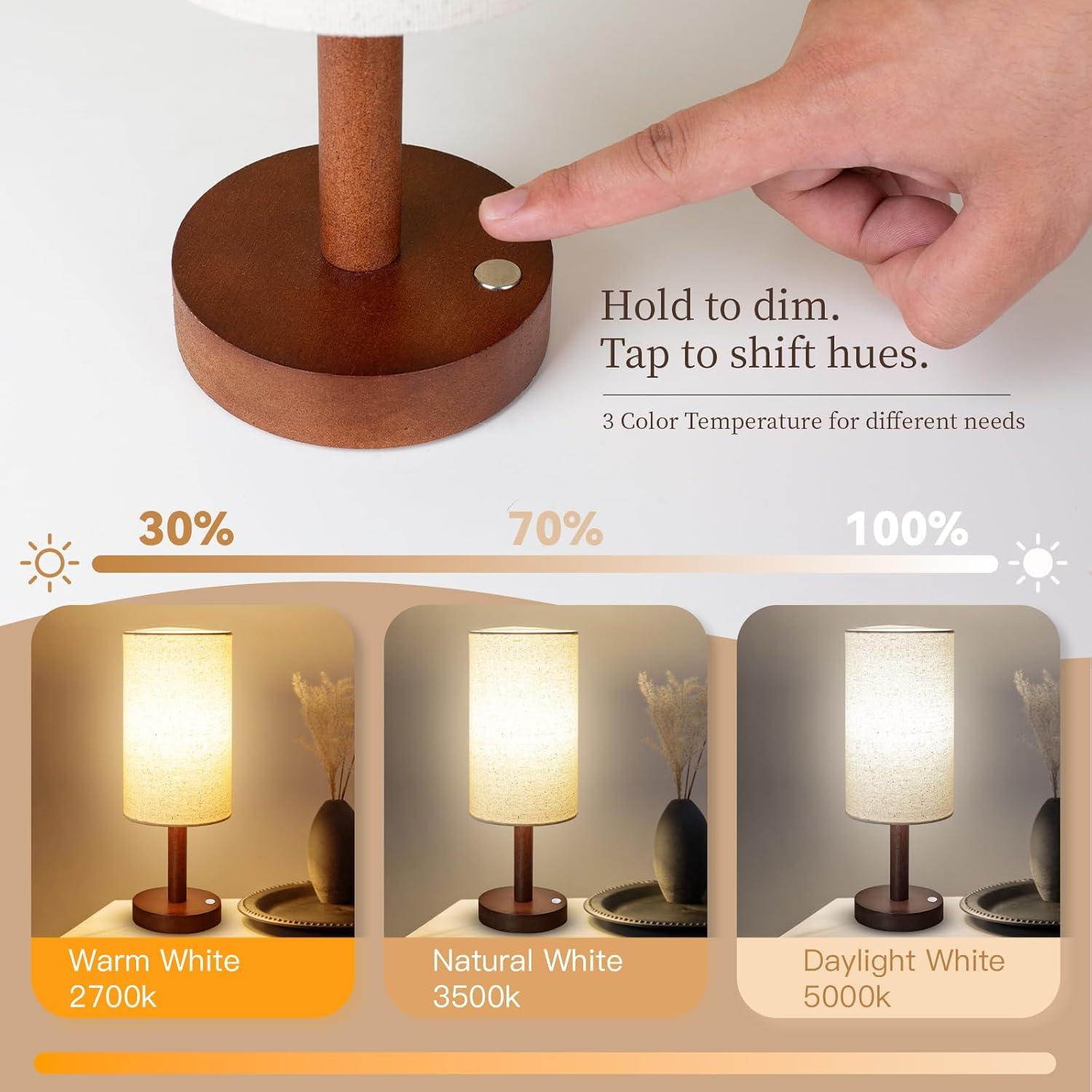 Lámpara de Mesa Inalámbrica LALISU con Base de Madera 43cm