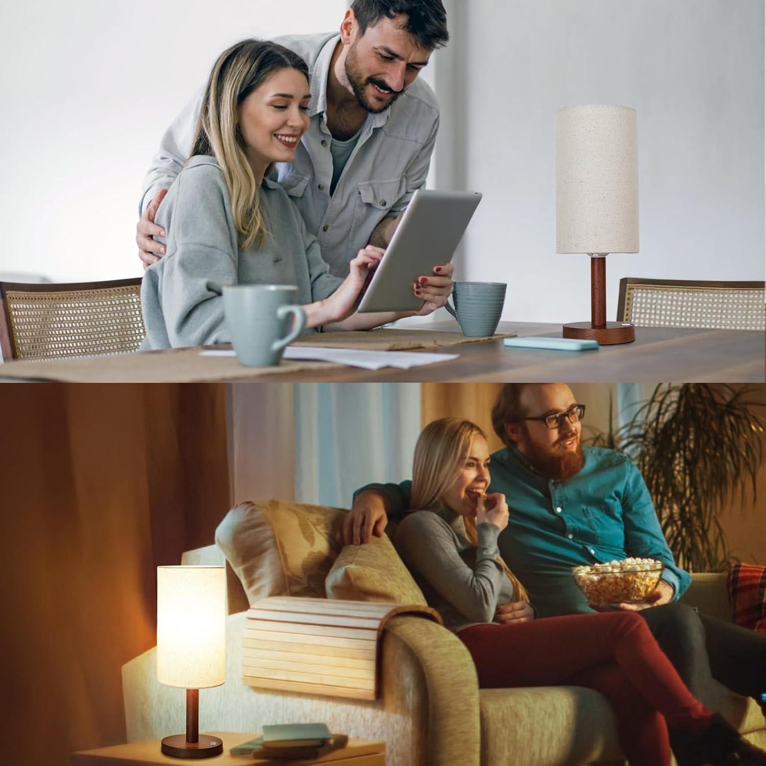 Lámpara de Mesa Inalámbrica LALISU con Base de Madera 43cm