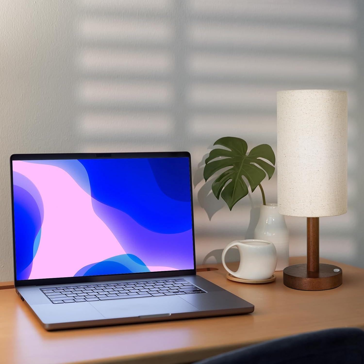 Lámpara de Mesa Inalámbrica LALISU con Base de Madera 43cm