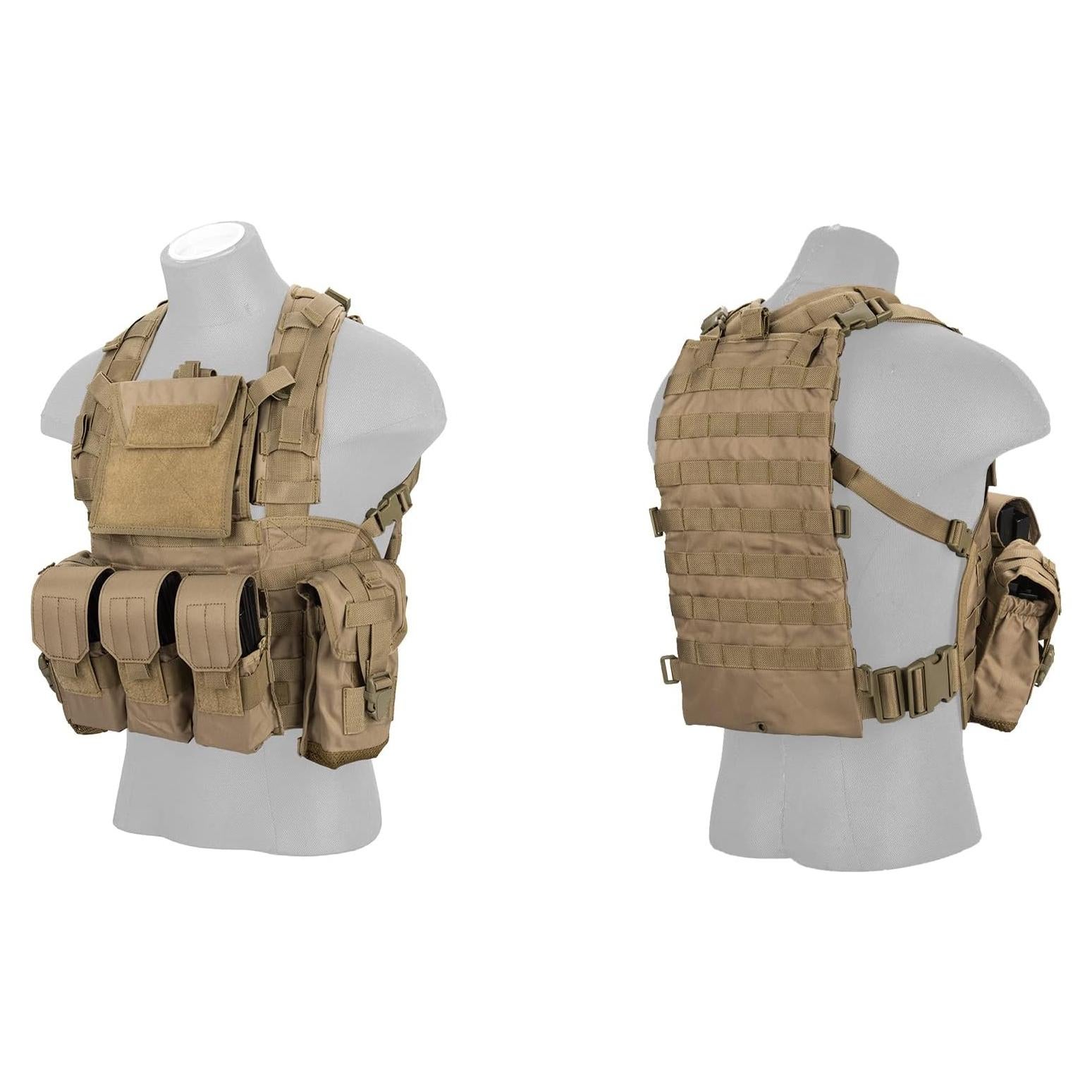Chaleco Modular Lancer Tactical Nylon 600D Ajustable Tan