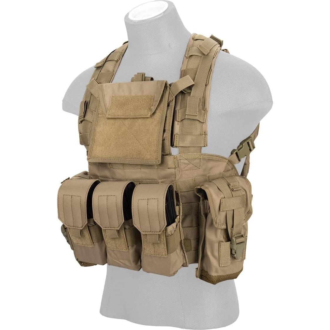 Chaleco Modular Lancer Tactical Nylon 600D Ajustable Tan
