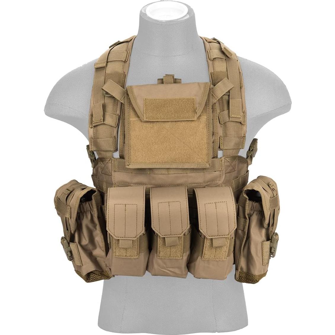 Chaleco Modular Lancer Tactical Nylon 600D Ajustable Tan