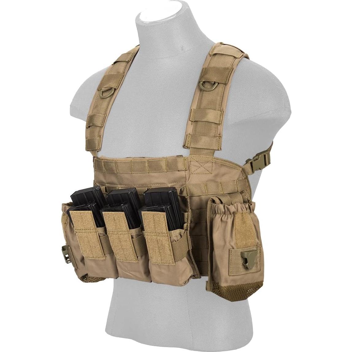 Chaleco Modular Lancer Tactical Nylon 600D Ajustable Tan