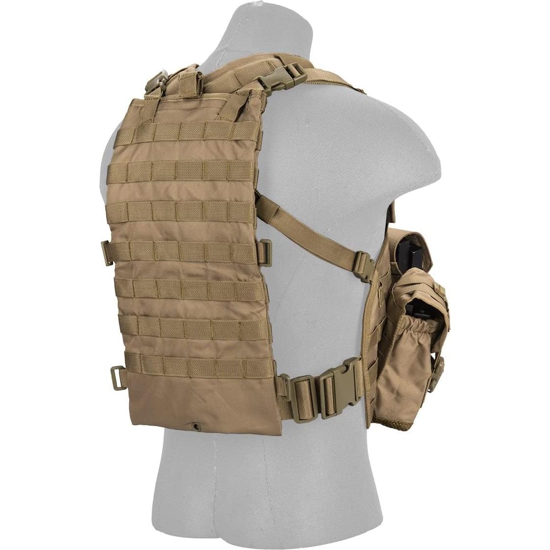 Chaleco Modular Lancer Tactical Nylon 600D Ajustable Tan