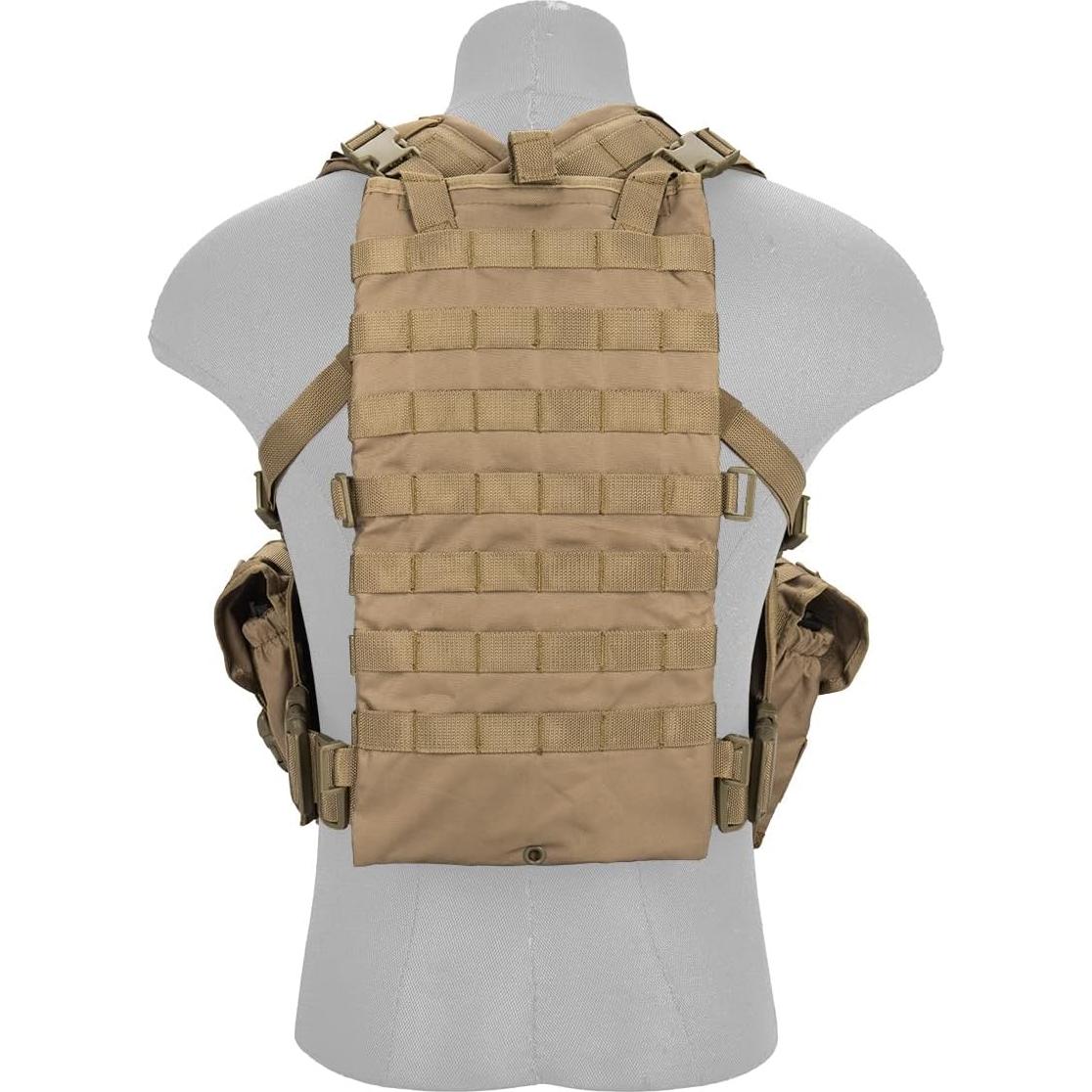 Chaleco Modular Lancer Tactical Nylon 600D Ajustable Tan