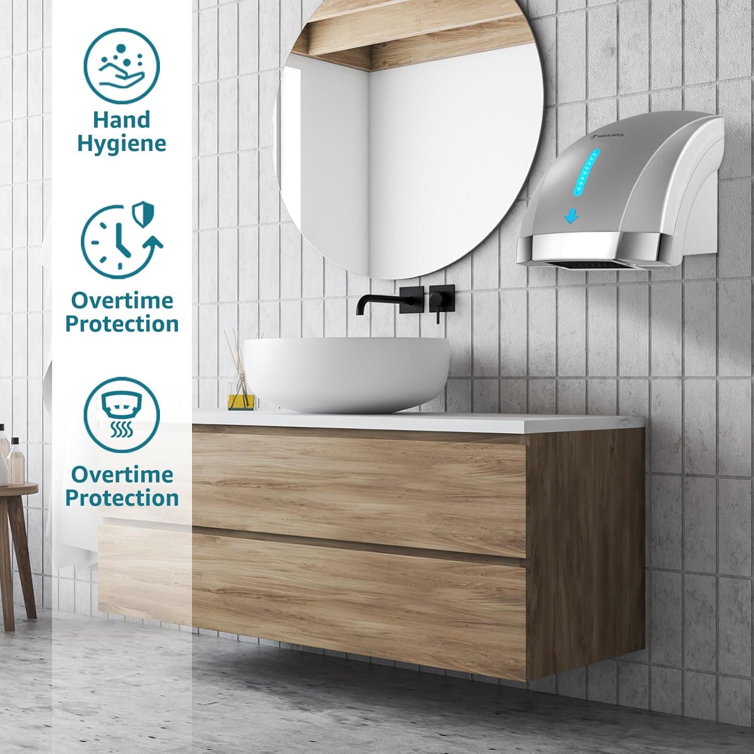 Secador de Manos Eléctrico Sin Contacto Modunful 1600W Gris