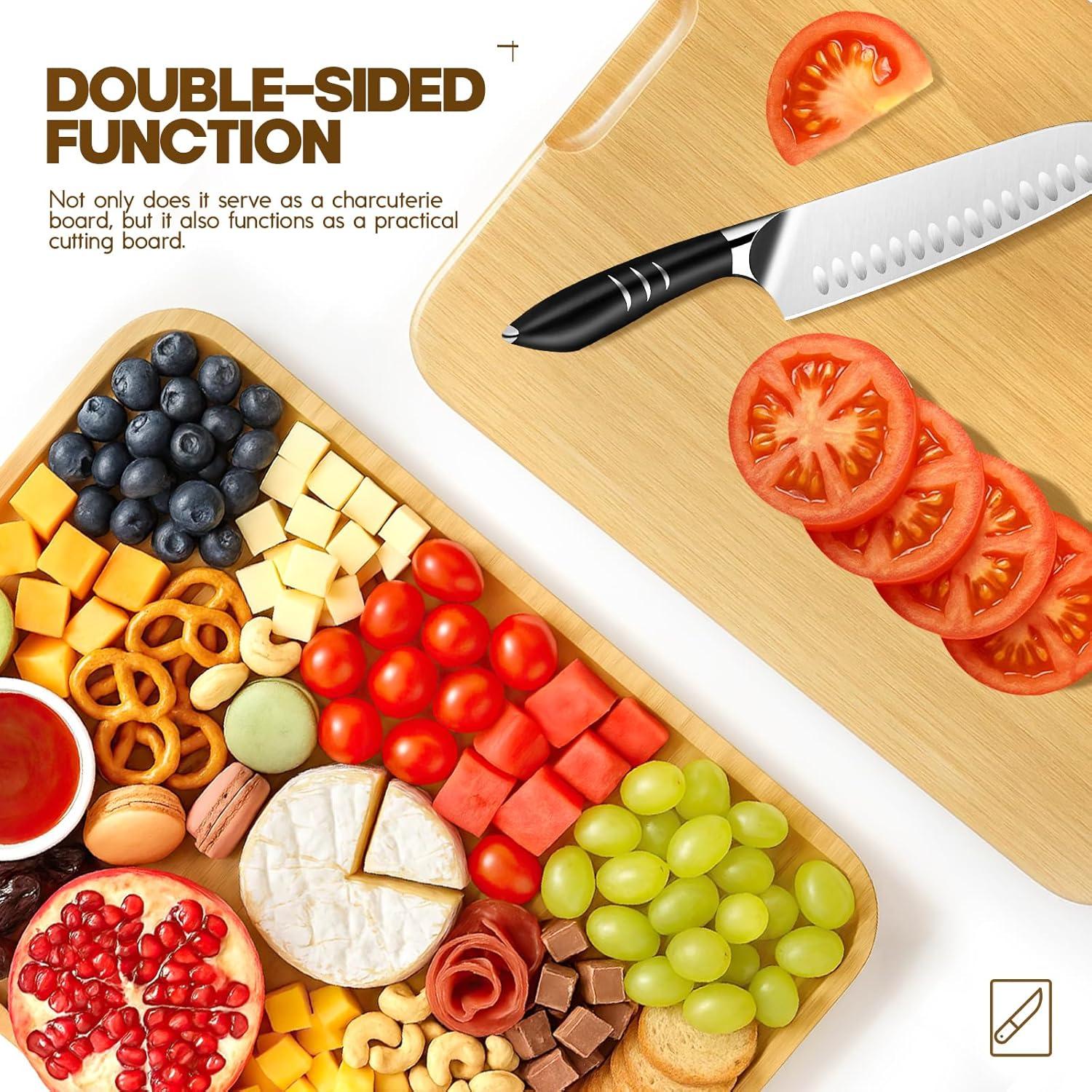 Charcuterie Board Cheese Board with Lid and Handle, Portable Bamboo Snackle Box, Build-a-Board Cutting Board with Compartments for Charcuterie Snacks Parties,Travel,Picnics, Ideal Gift (Black)