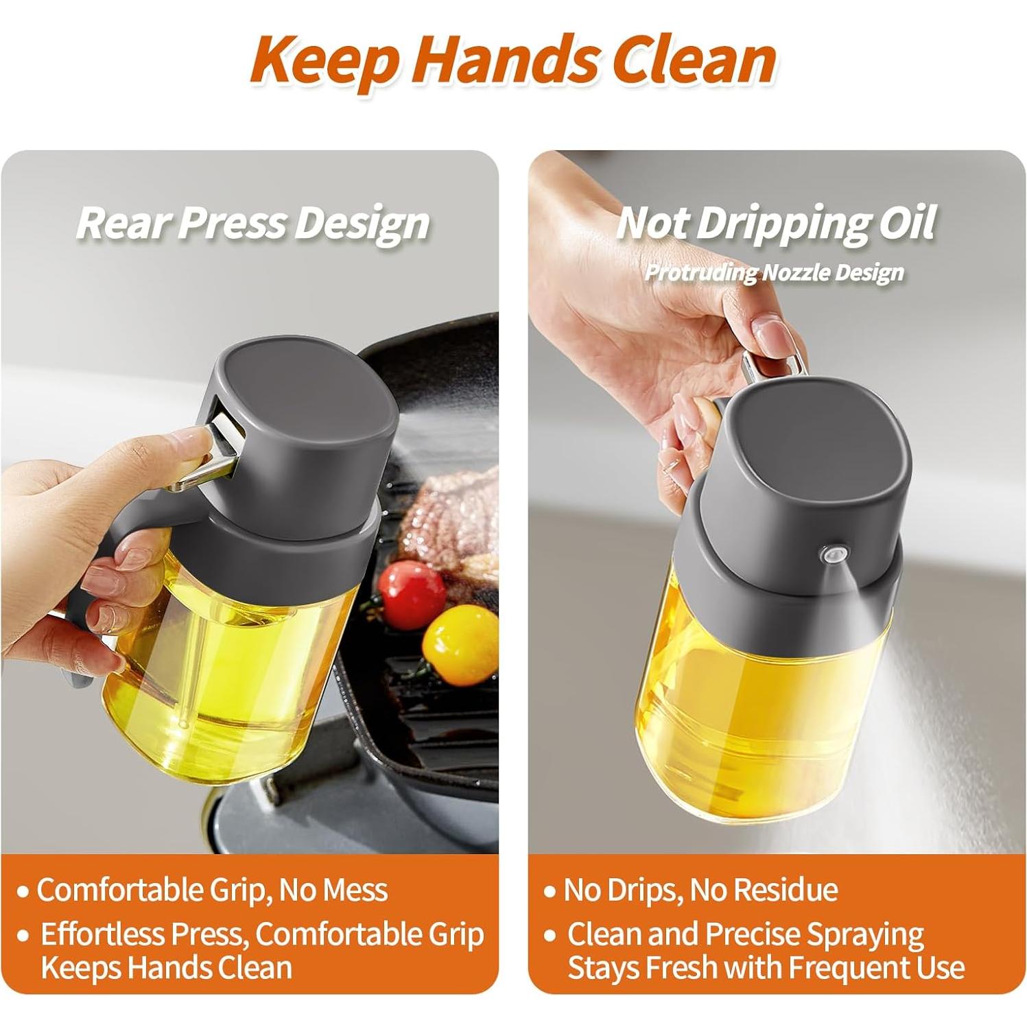 YARRAMATE Pulverizador de Aceite 200 ML 2 Pcs Blanco y Negro