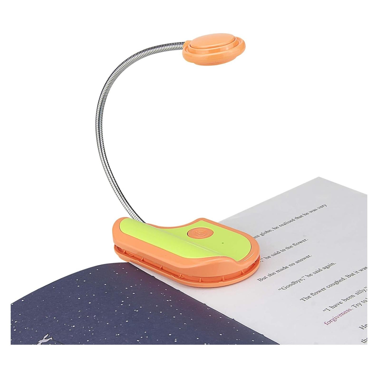 Amber Clip-On Light for Bedtime Reading, 2 Modes, Blue Light Blocking, Bookmark Light - Orange