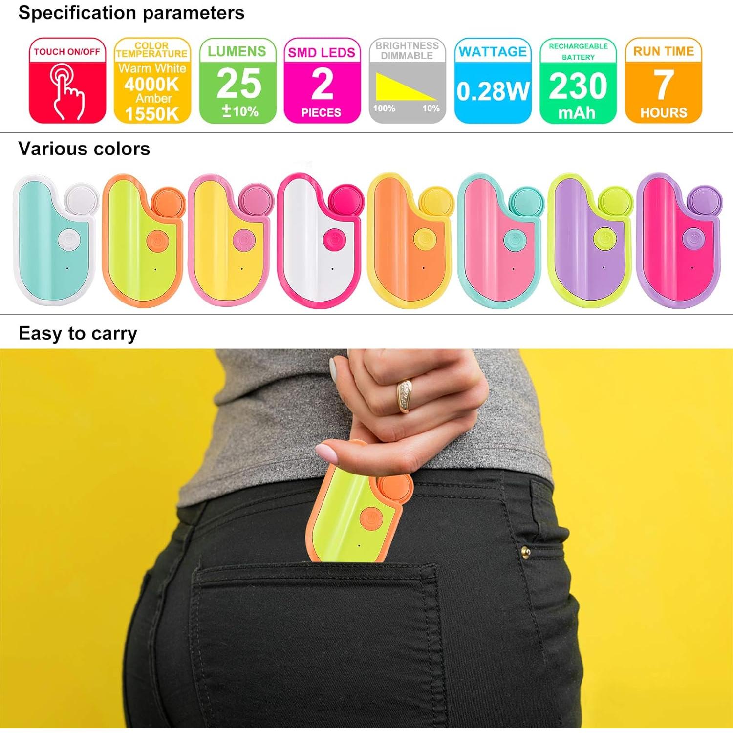 Amber Clip-On Light for Bedtime Reading, 2 Modes, Blue Light Blocking, Bookmark Light - Orange