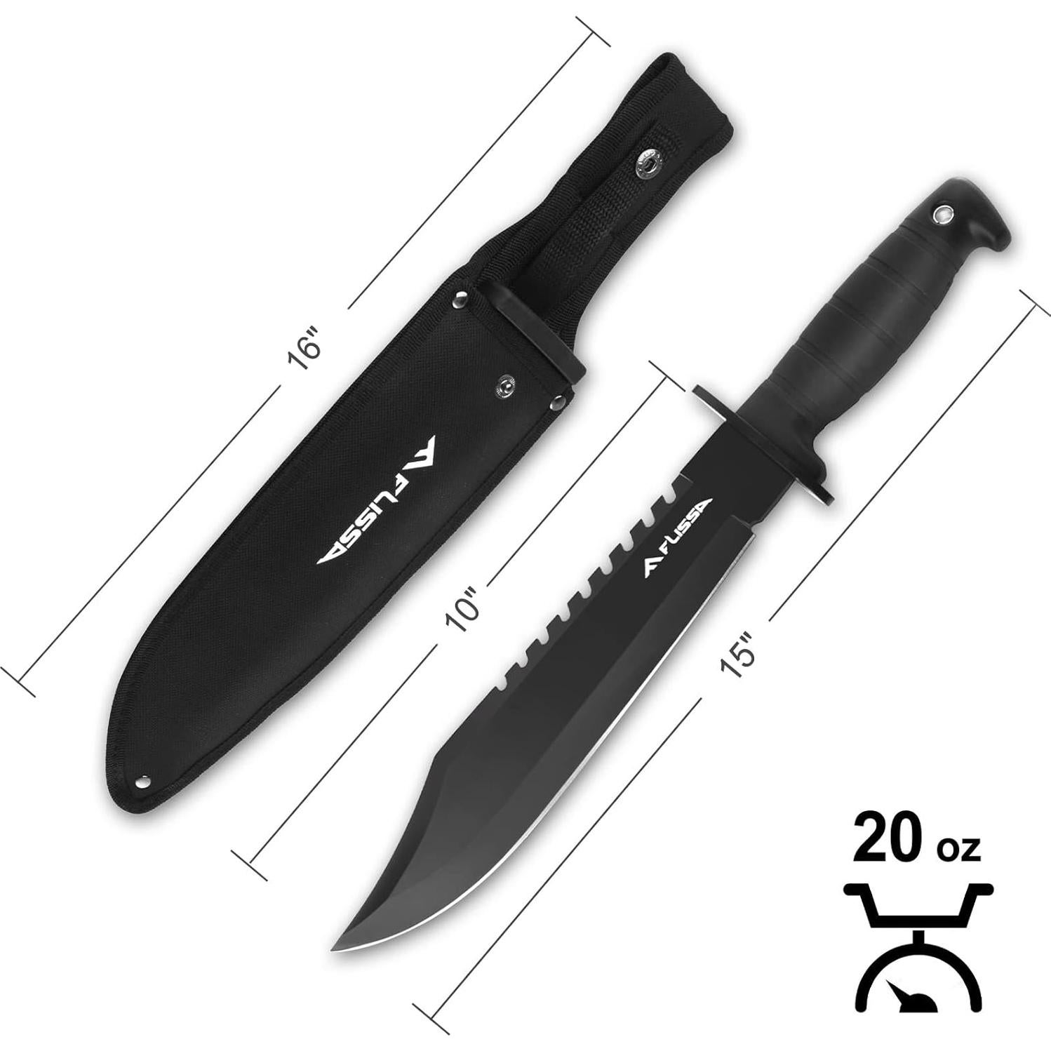 Cuchillo de Caza FLISSA 38,1 cm con Funda y Afilador
