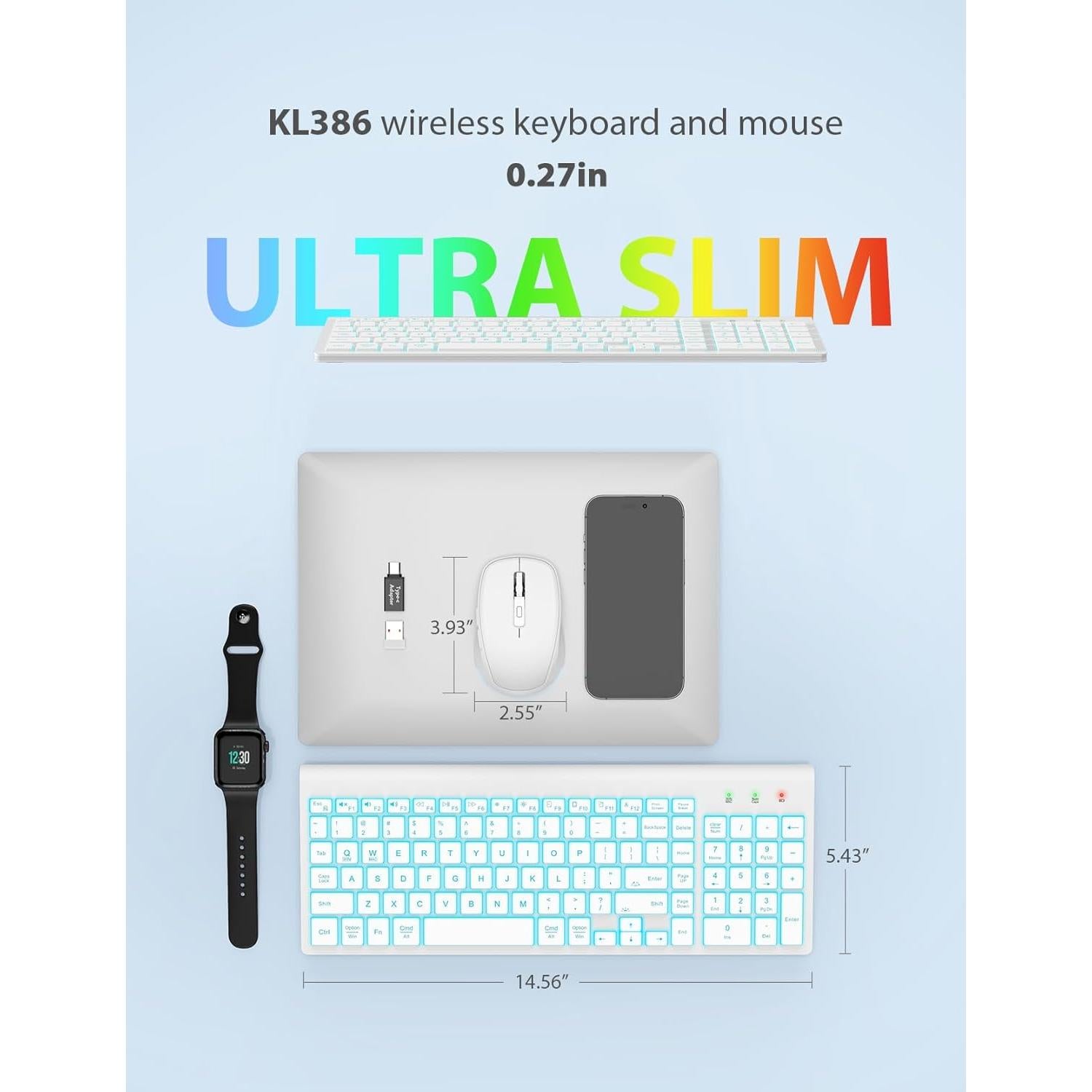 Combo Teclado y Ratón Inalámbrico SABLUTE Retroiluminado Blanco