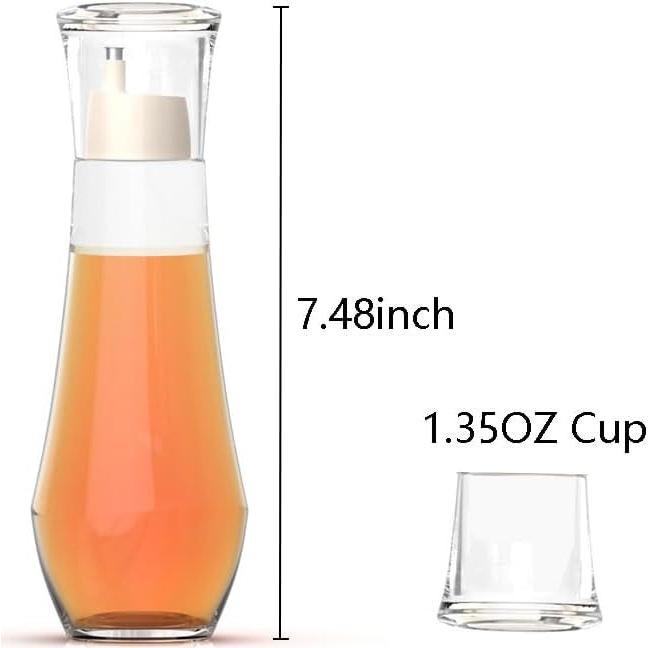 2 Pack Mouthwash Dispenser - 8.8 oz Glass Mouth Wash Container Small Refillable Mouthwash Bottle with Lid Cup for Bathroom Countertop