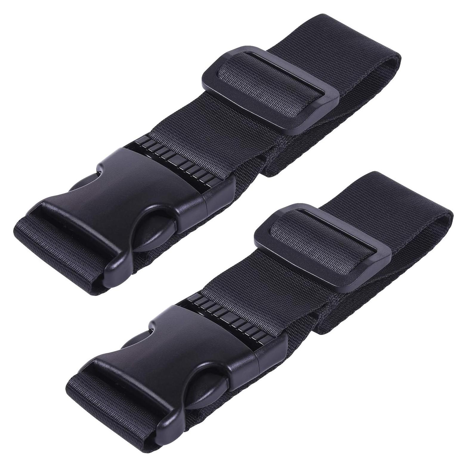 Correa de Equipaje Ajustable Wisdompro - 2 Pcs Nylon Negro