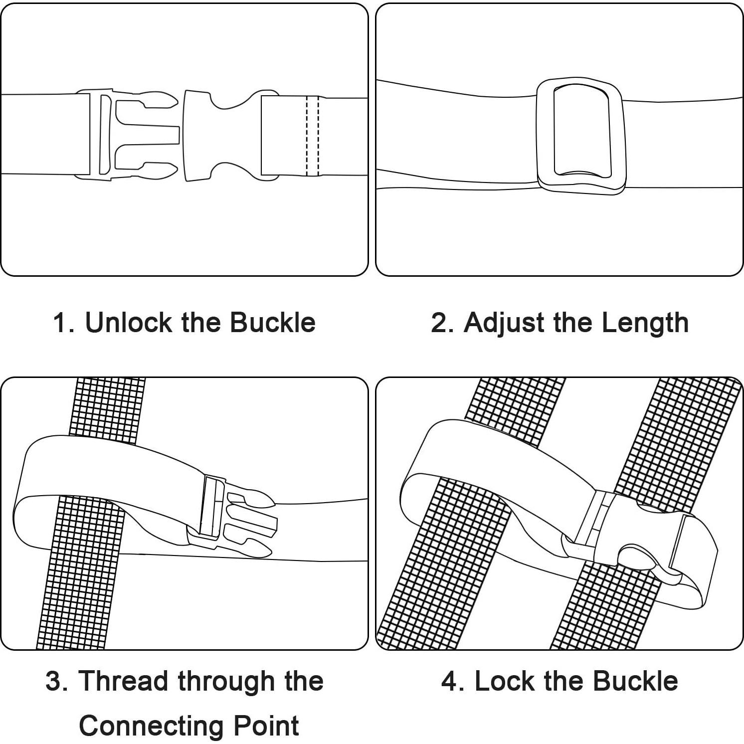 Correa de Equipaje Ajustable Wisdompro - 2 Pcs Nylon Negro