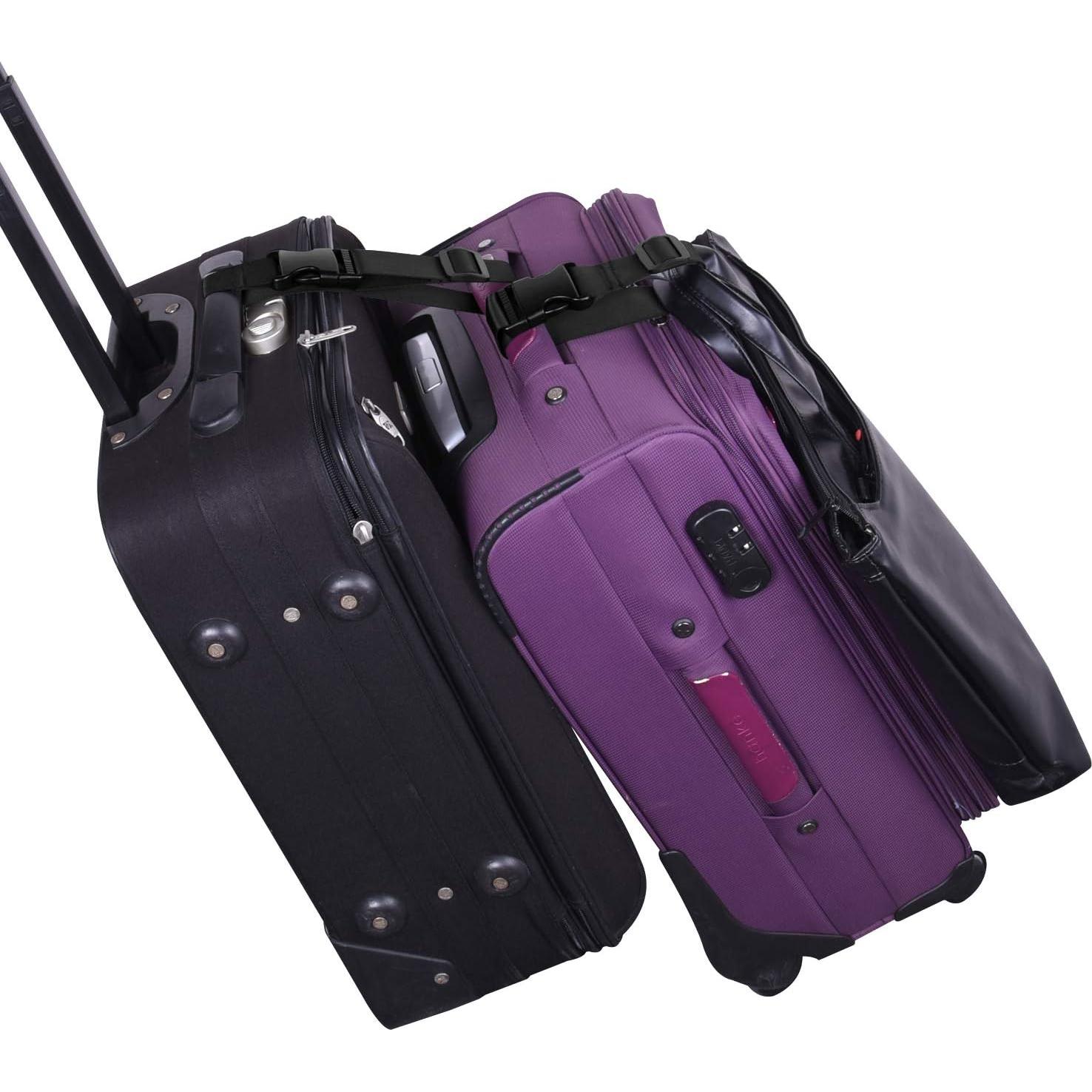 Correa de Equipaje Ajustable Wisdompro - 2 Pcs Nylon Negro