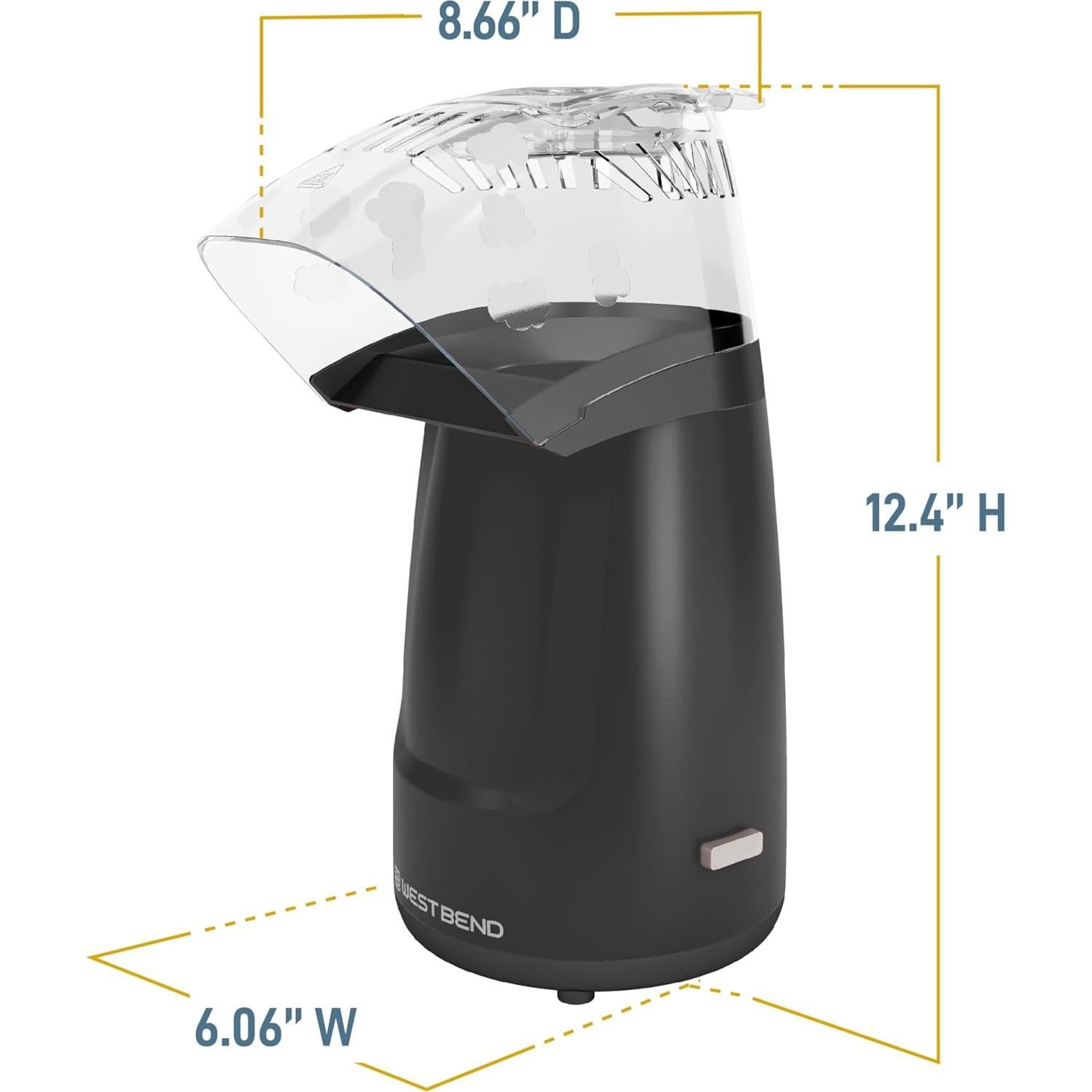 Máquina de Palomitas West Bend Air Crazy 4QT Sin Aceite Negra
