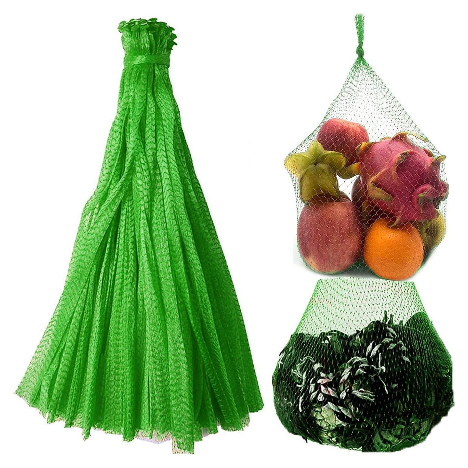 100Pcs Reusable Produce Mesh Bags, Onion Fruits Mesh Produce Bag and Seafood Boil Bag 24’’ Storage Bags for Grocery Shopping Storage of Vegetable Seafood Toy & Garden Produce(Green)