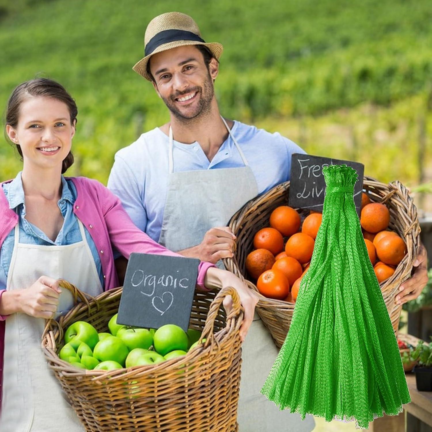 100Pcs Reusable Produce Mesh Bags, Onion Fruits Mesh Produce Bag and Seafood Boil Bag 24’’ Storage Bags for Grocery Shopping Storage of Vegetable Seafood Toy & Garden Produce(Green)