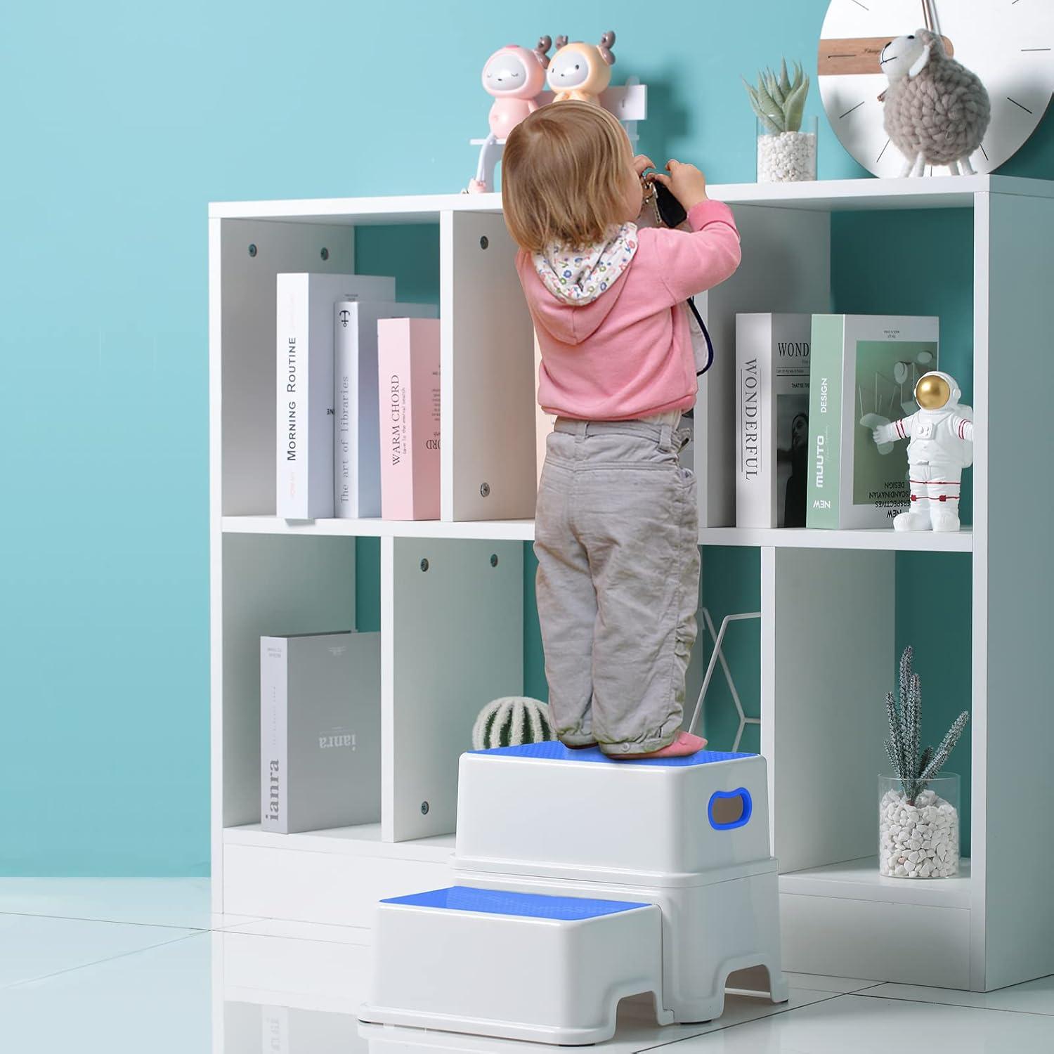 Escalera de 2 Pasos Victostar Antideslizante Azul para Niños