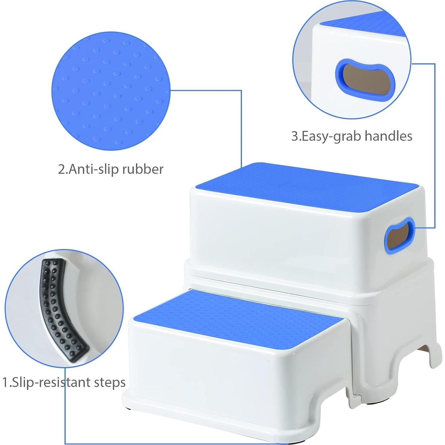 Escalera de 2 Pasos Victostar Antideslizante Azul para Niños