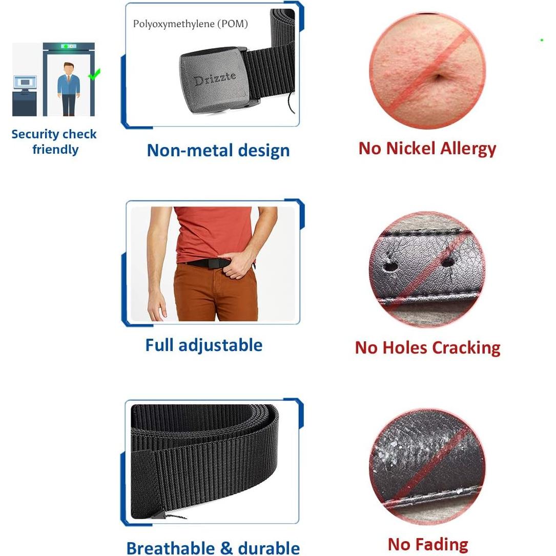 Cinturón Táctico Militar Nylon Negro YKK Ajustable 180 cm