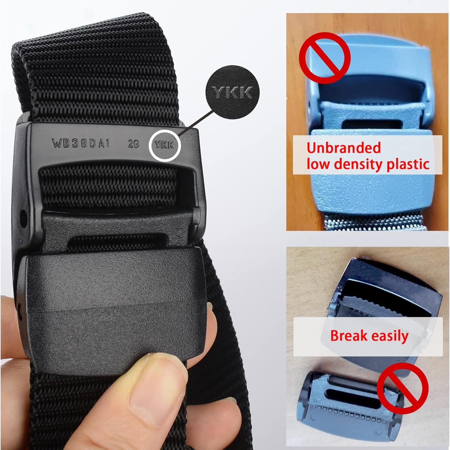 Cinturón Táctico Militar Nylon Negro YKK Ajustable 180 cm