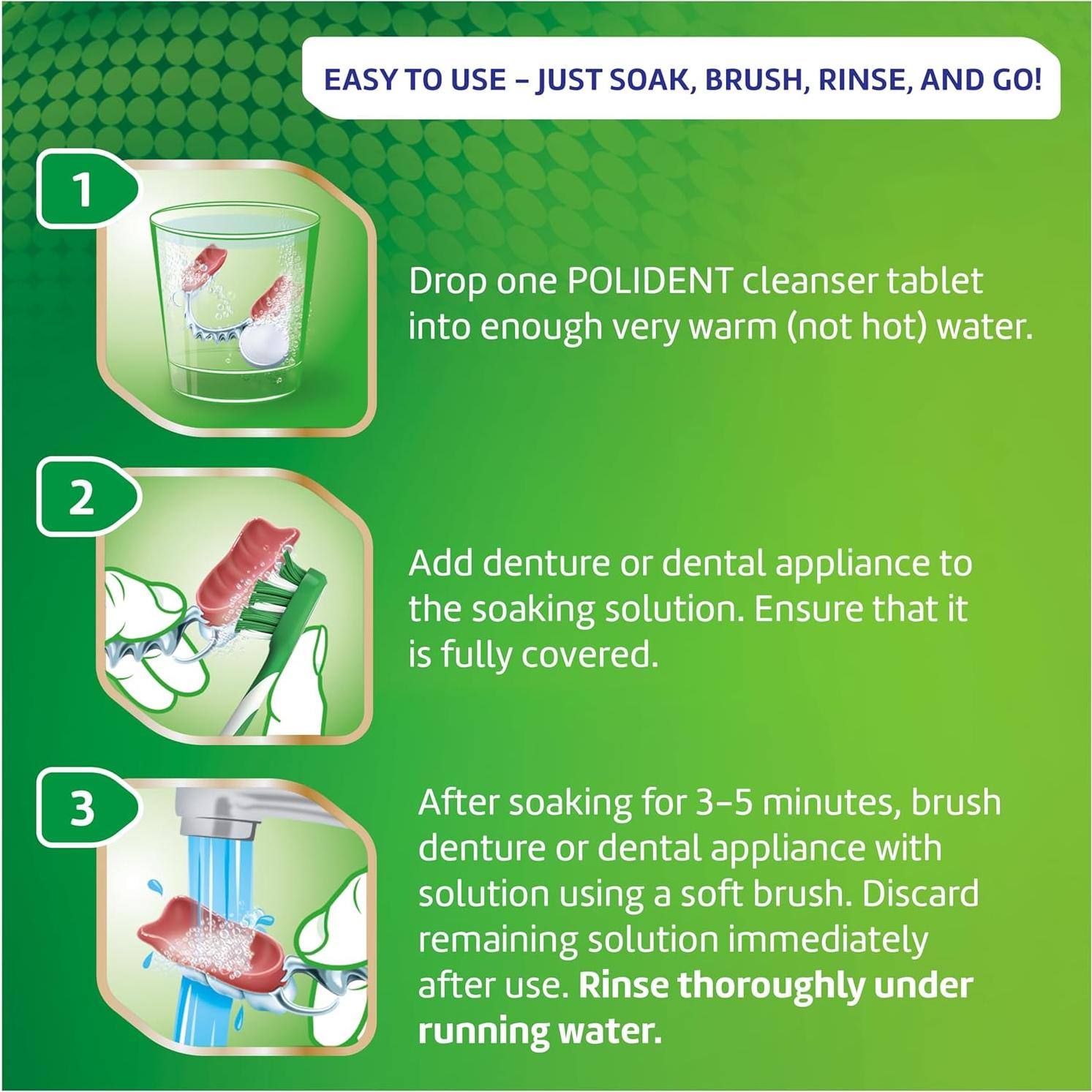 Polident Tabletas Limpiadoras Antibacterianas 60 Unidades