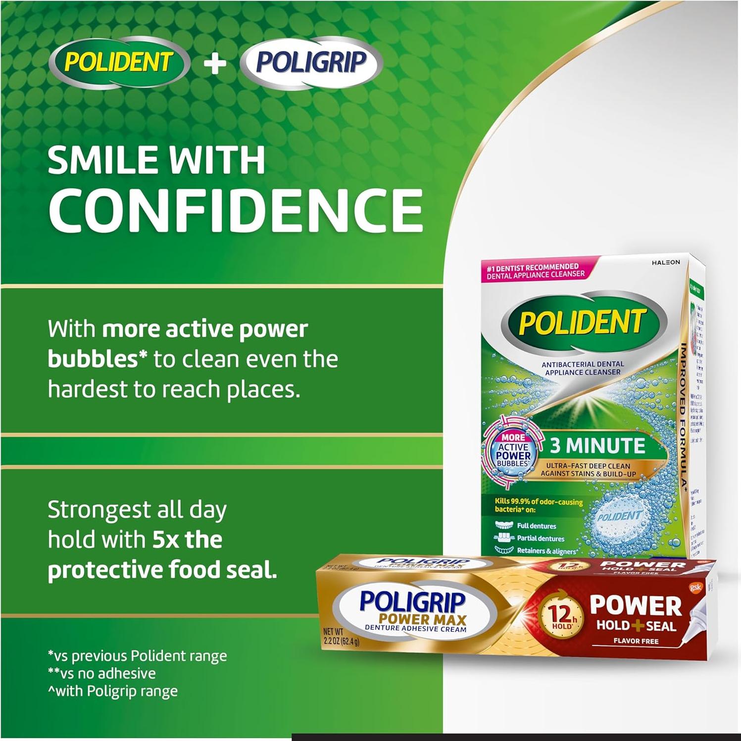 Polident Tabletas Limpiadoras Antibacterianas 60 Unidades