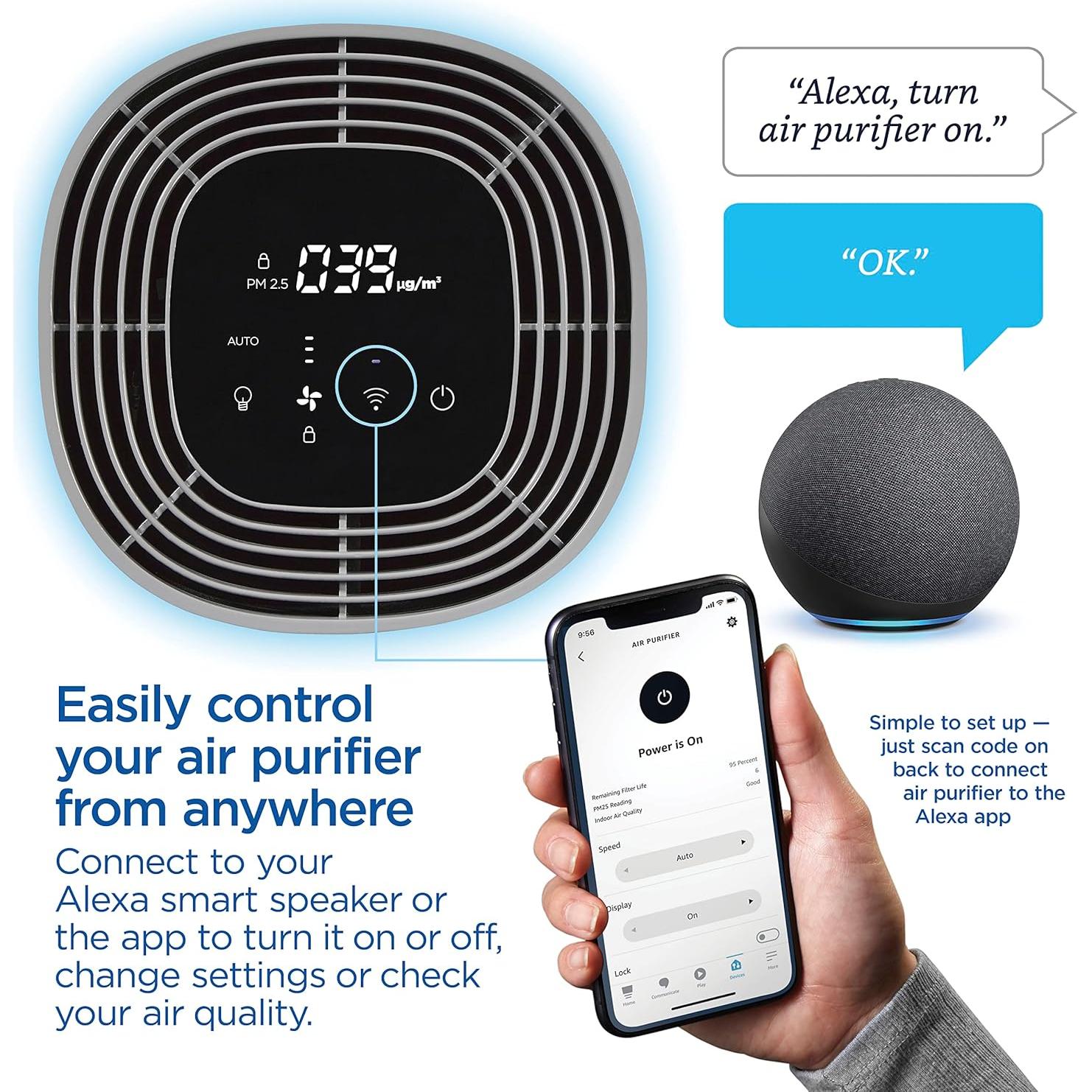 Purificador de Aire Clorox Smart, Filtro True HEPA, Hasta 93 m²